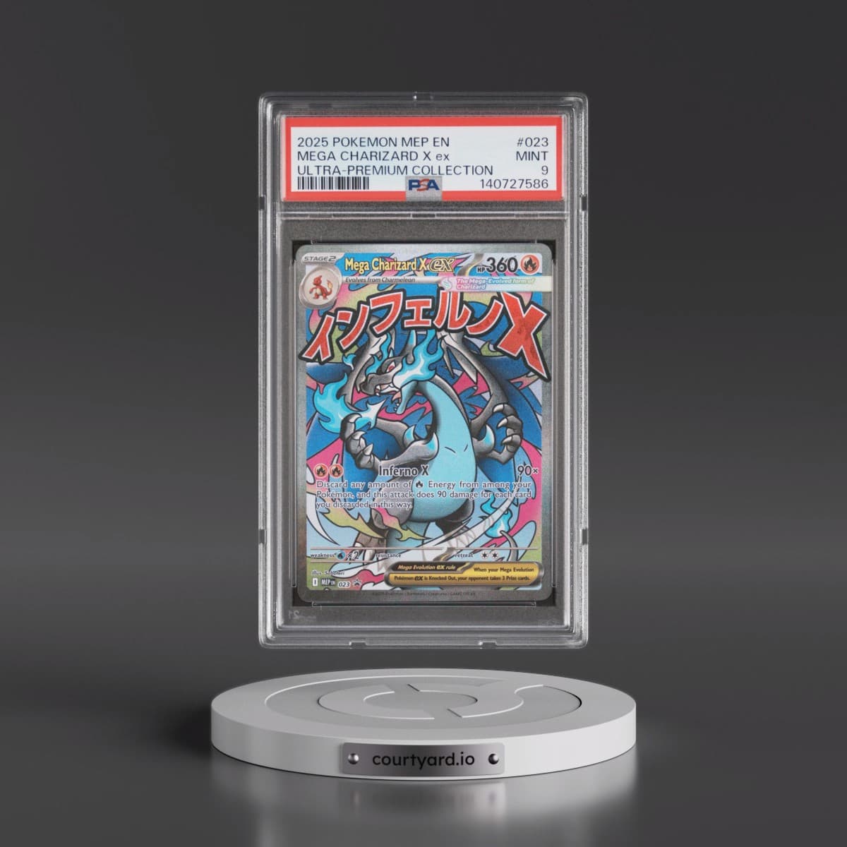 2025 Pokémon Mep EN-Me Black Star Promo #023 Mega Charizard X EX - Holo Mega Charizard X EX Ultra-Premium Collection (PSA 9 MINT)