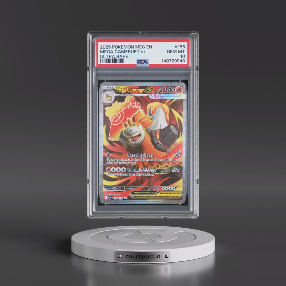 2025 Pokémon Meg EN-Mega Evolution #156 Mega Camerupt EX - Holo Ultra Rare (PSA 10 GEM MINT)