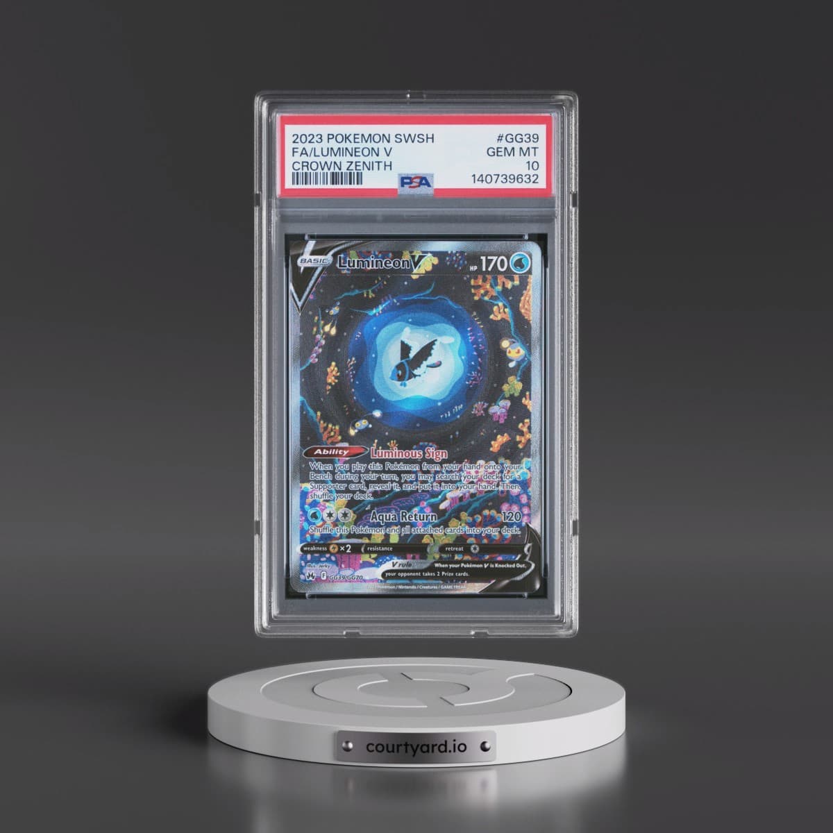 2023 Pokémon Sword and Shield Crown Zenith #GG39 Lumineon V - Holo Full Art (PSA 10 GEM MINT)