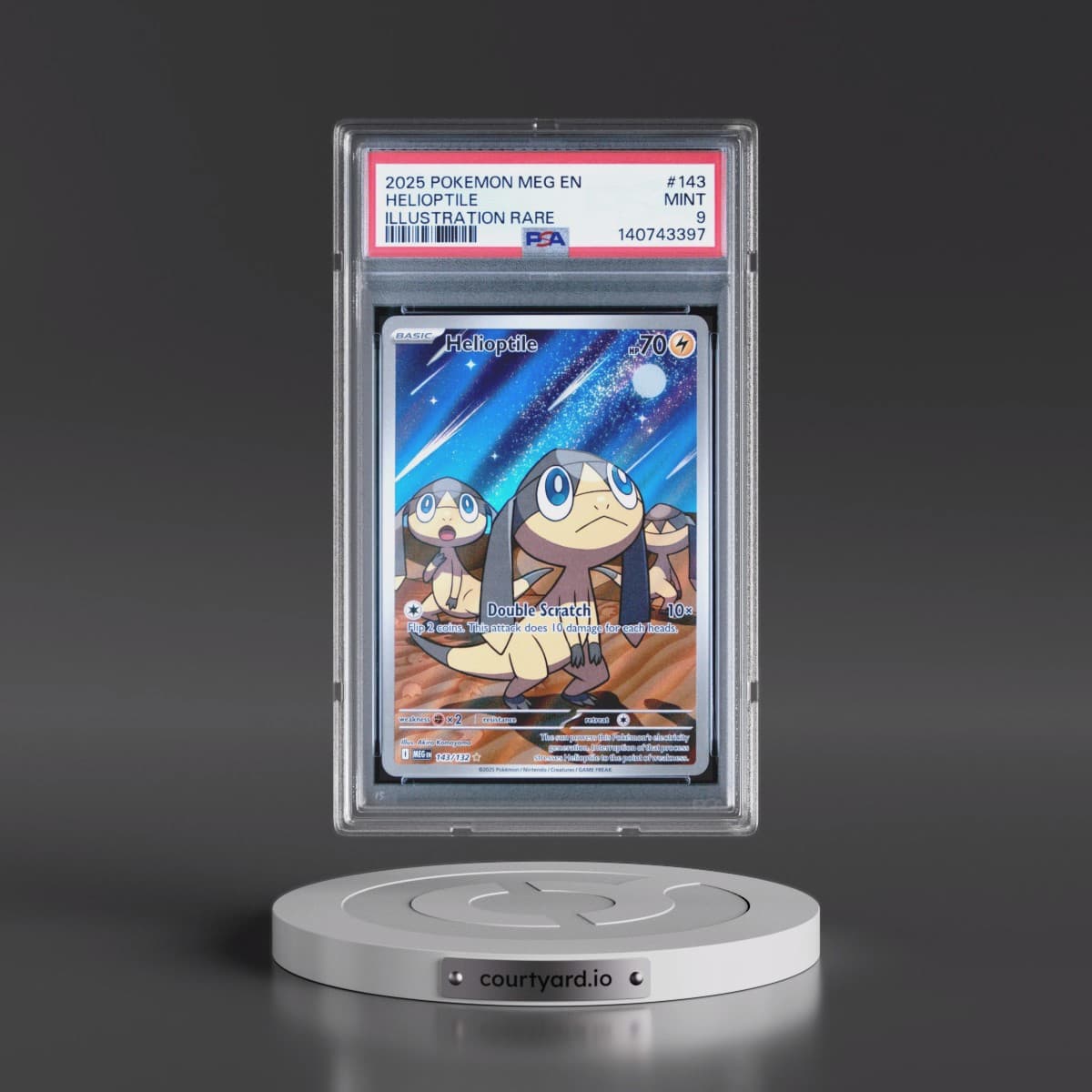 2025 Pokémon Meg EN-Mega Evolution #143 Helioptile - Illustration Rare (PSA 9 MINT)