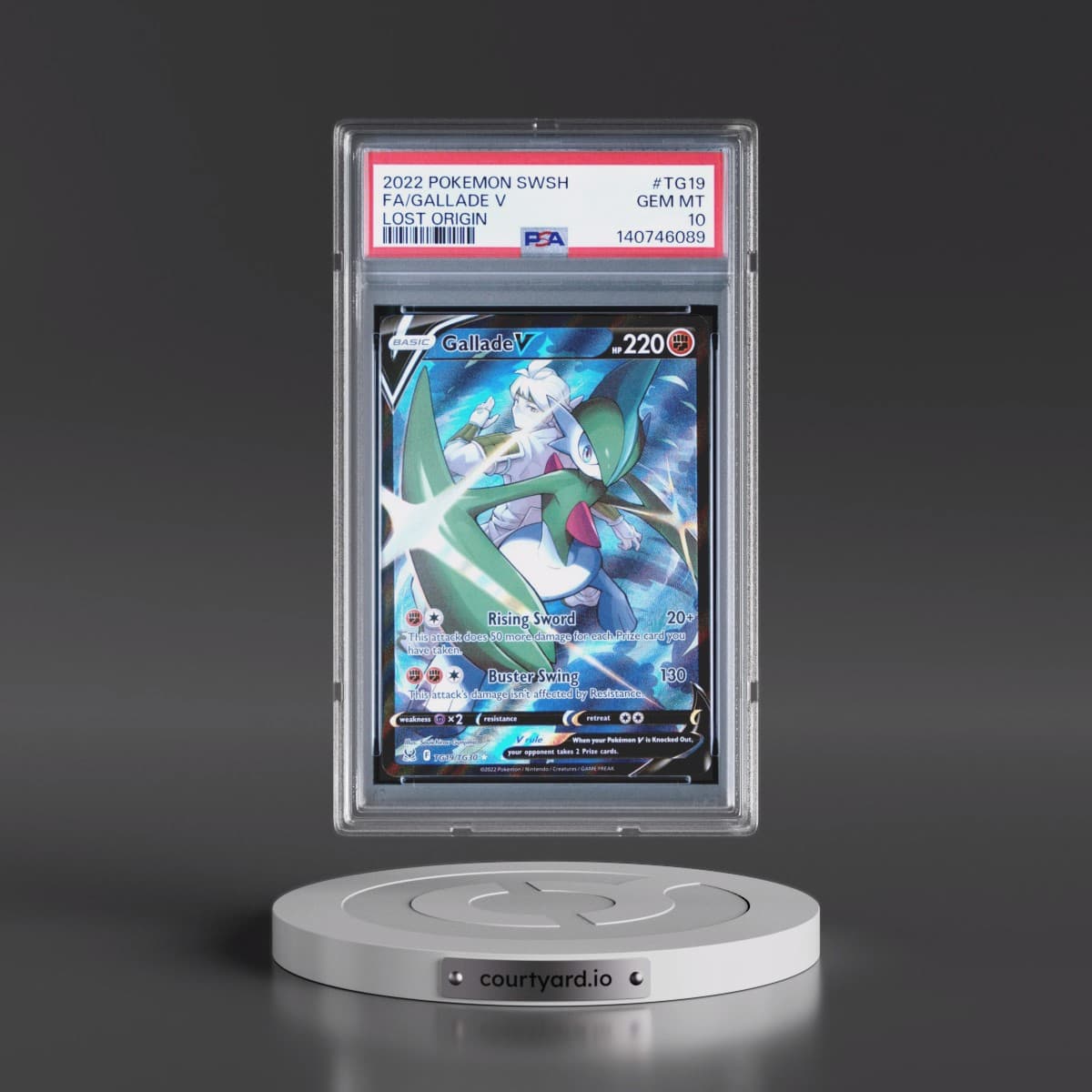 2022 Pokémon Sword & Shield Lost Origin #TG19 Gallade V - Holo Full Art (PSA 10 GEM MINT)