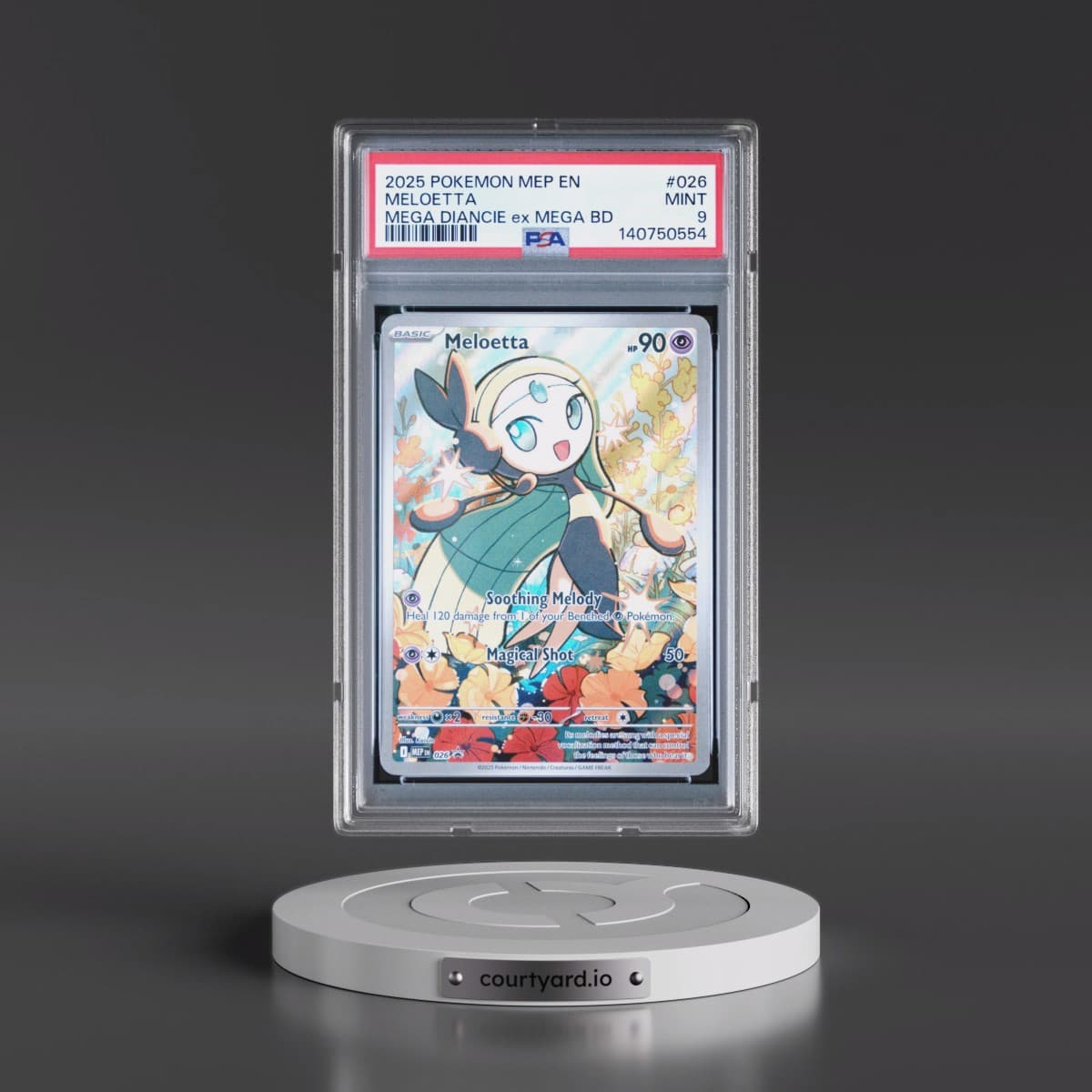 2025 Pokémon Mep EN-Me Black Star Promo #026 Meloetta - Mega Diancie EX Mega Battle Deck (PSA 9 MINT)