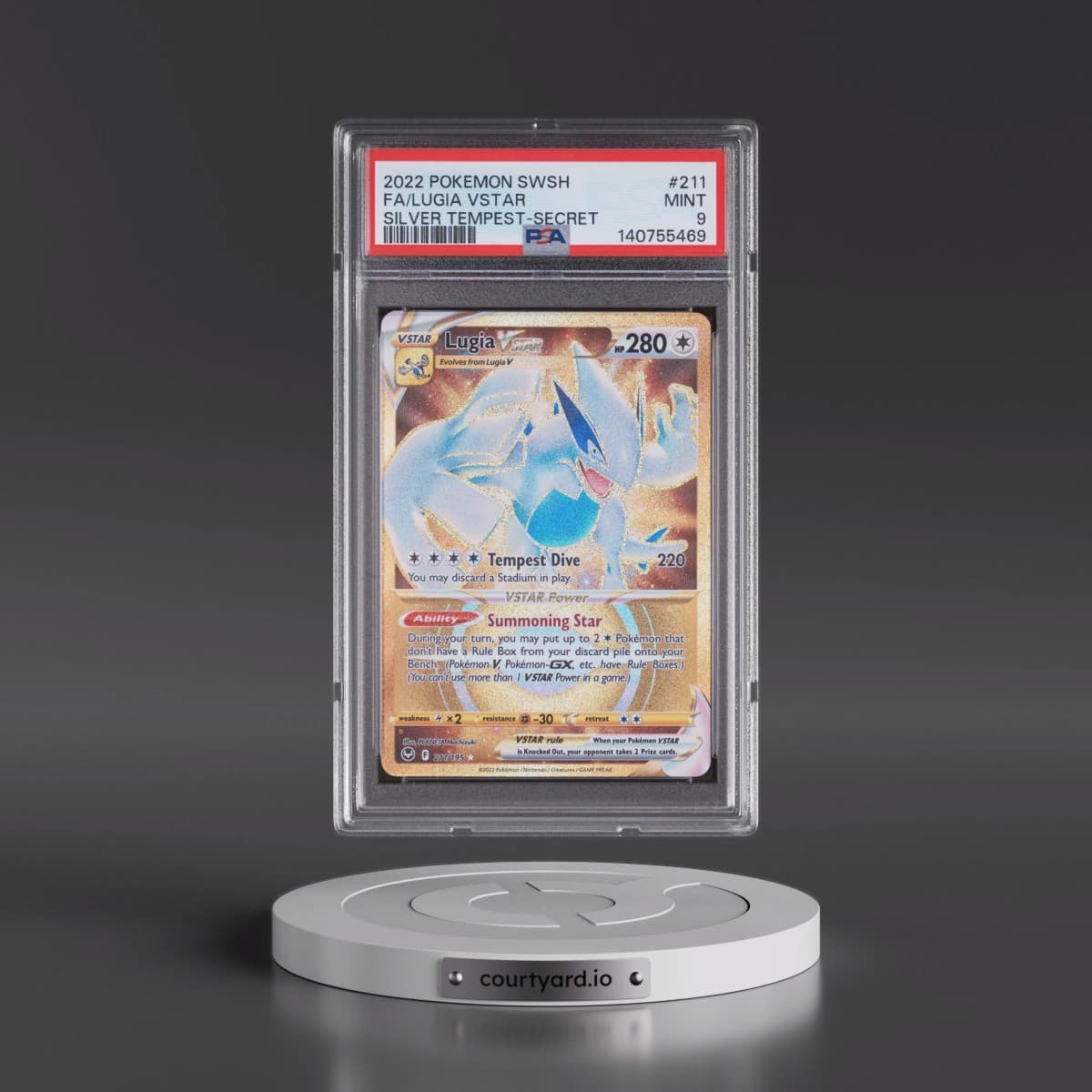 2022 Pokémon Sword & Shield Silver Tempest #211 Lugia Vstar - Full Art Secret (PSA 9 MINT)