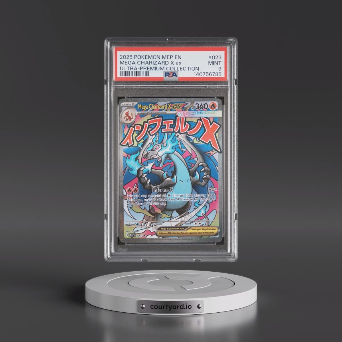 2025 Pokémon Mep EN-Me Black Star Promo #023 Mega Charizard X EX - Holo Mega Charizard X EX Ultra-Premium Collection (PSA 9 MINT)