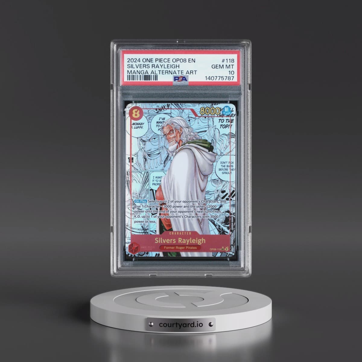 2024 One Piece OP08-Two Legends #118 Silvers Rayleigh - Manga Alternate Art (PSA 10 GEM MINT)