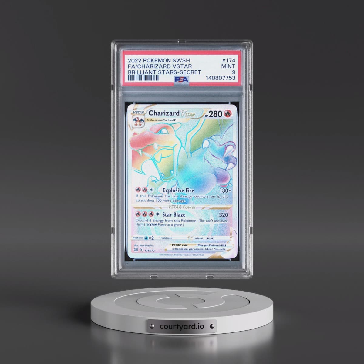 2022 Pokémon Sword & Shield Brilliant Stars #174 Charizard Vstar - Full Art Secret (PSA 9 MINT)