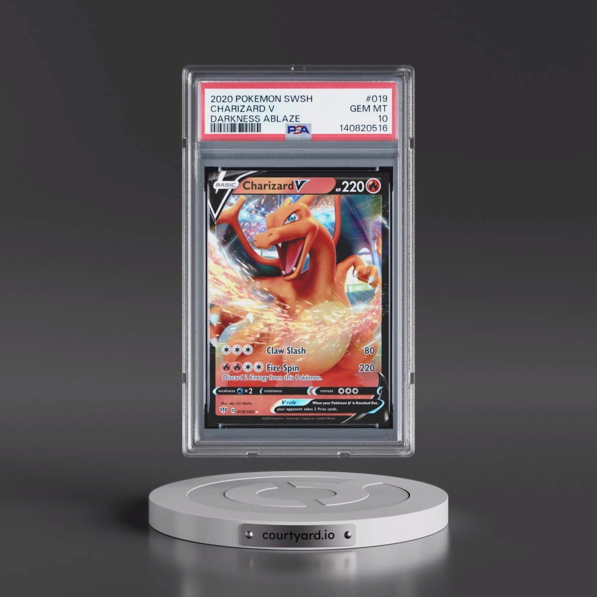 2020 Pokémon Sword & Shield Darkness Ablaze #019 Charizard V - Holo (PSA 10 GEM MINT)