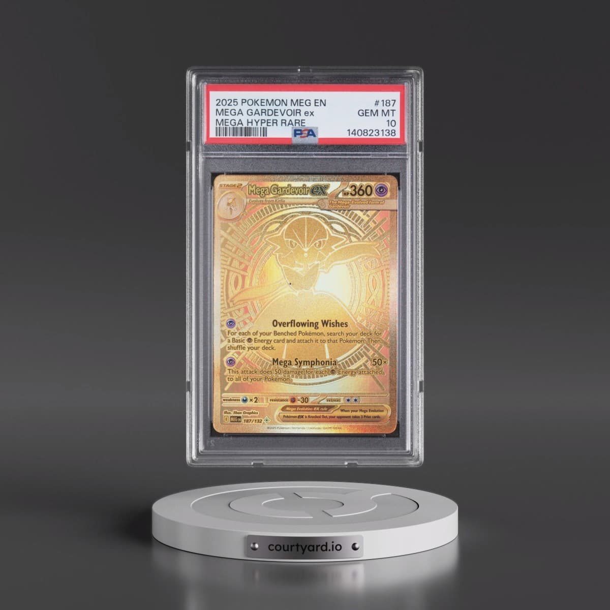 2025 Pokémon Meg EN-Mega Evolution #187 Mega Gardevoir EX - Holo Mega Hyper Rare (PSA 10 GEM MINT)