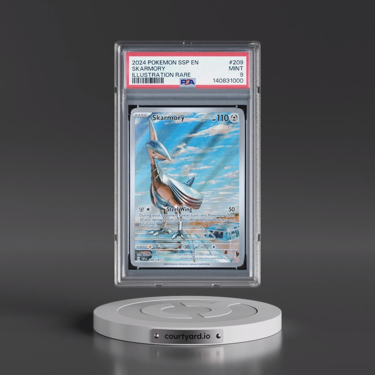 2024 Pokémon Ssp EN-Surging Sparks #209 Skarmory - Illustration Rare (PSA 9 MINT)
