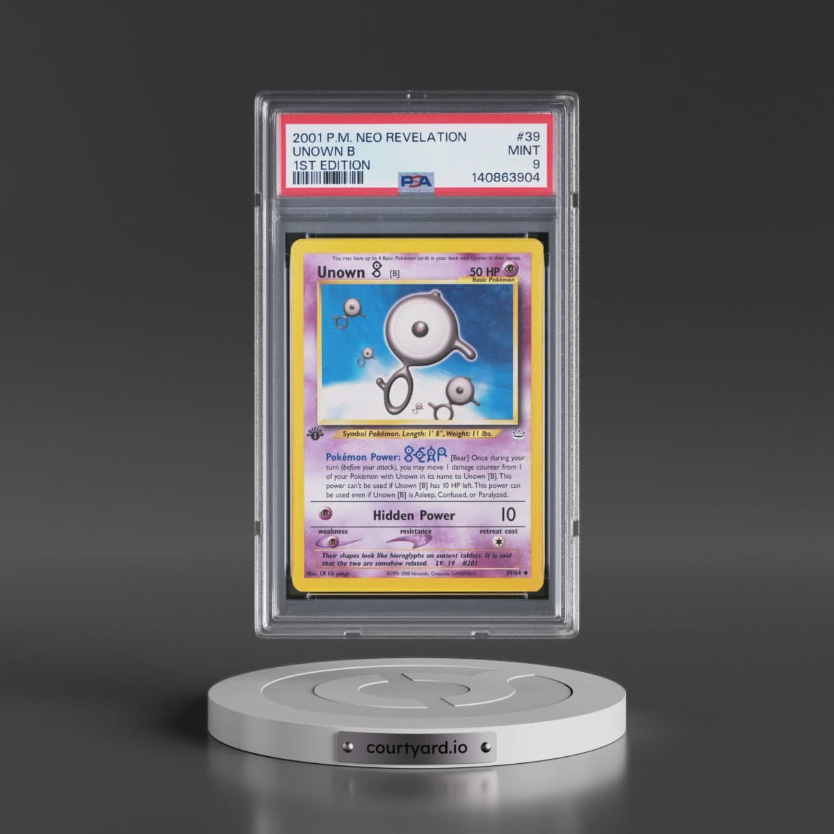 2001 Pokémon Neo Revelation #39 Unown B - 1st Edition (PSA 9 MINT)
