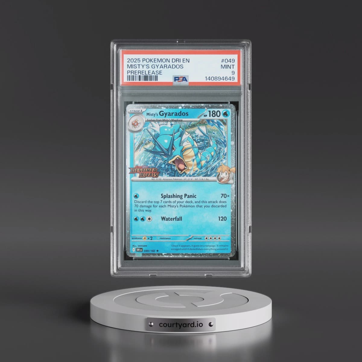 2025 Pokémon Dri EN-Destined Rivals #049 Misty's Gyarados - Prerelease (PSA 9 MINT)