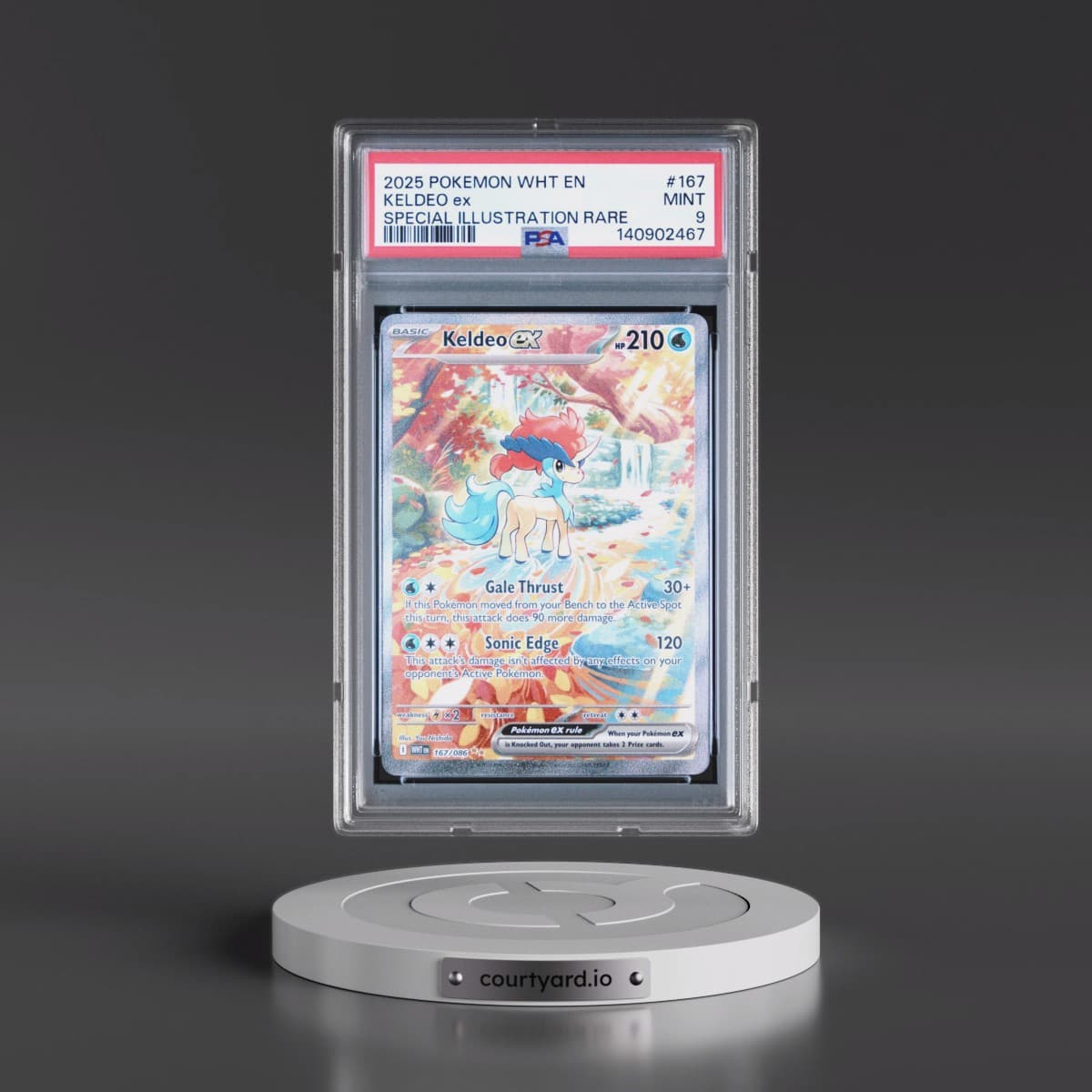 2025 Pokémon Wht EN-White Flare #167 Keldeo EX - Holo Special Illustration Rare (PSA 9 MINT)