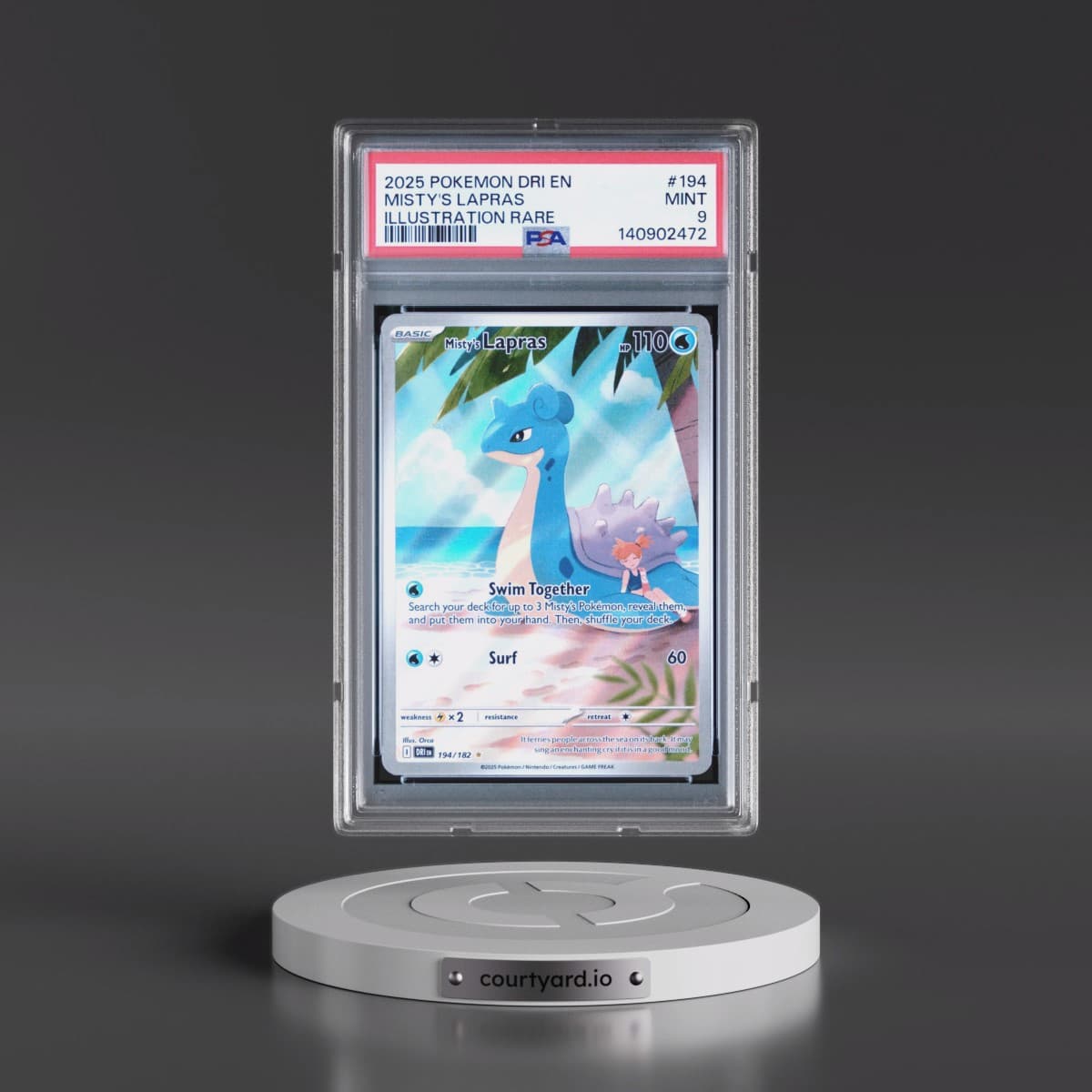 2025 Pokémon Dri EN-Destined Rivals #194 Misty's Lapras - Illustration Rare (PSA 9 MINT)