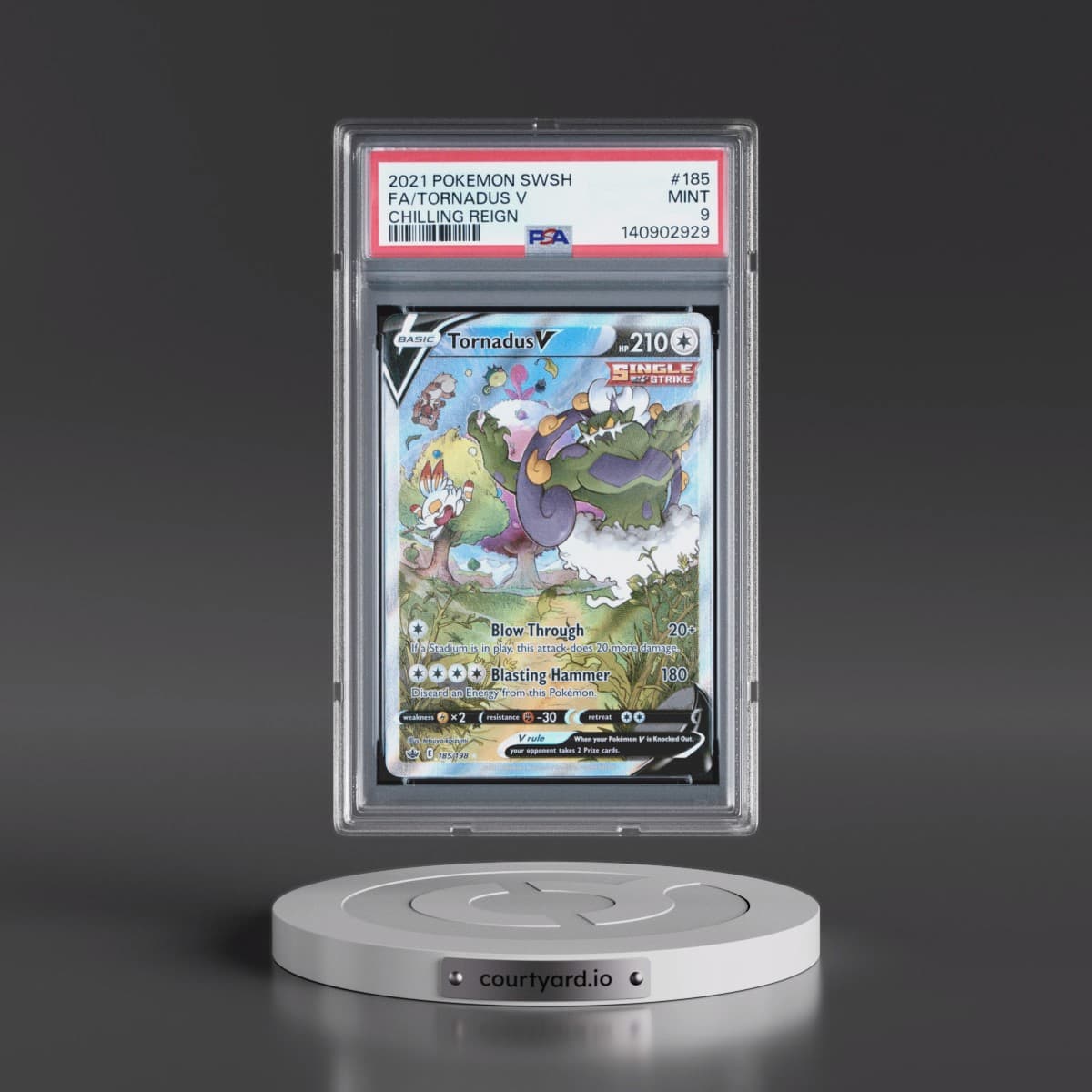 2021 Pokémon Sword & Shield Chilling Reign #185 Tornadus V - Holo Full Art (PSA 9 MINT)