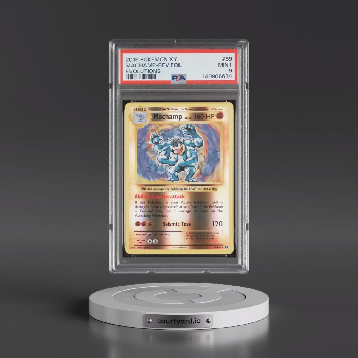 2016 Pokémon XY Evolutions #59 Machamp - Reverse Foil (PSA 9 MINT)