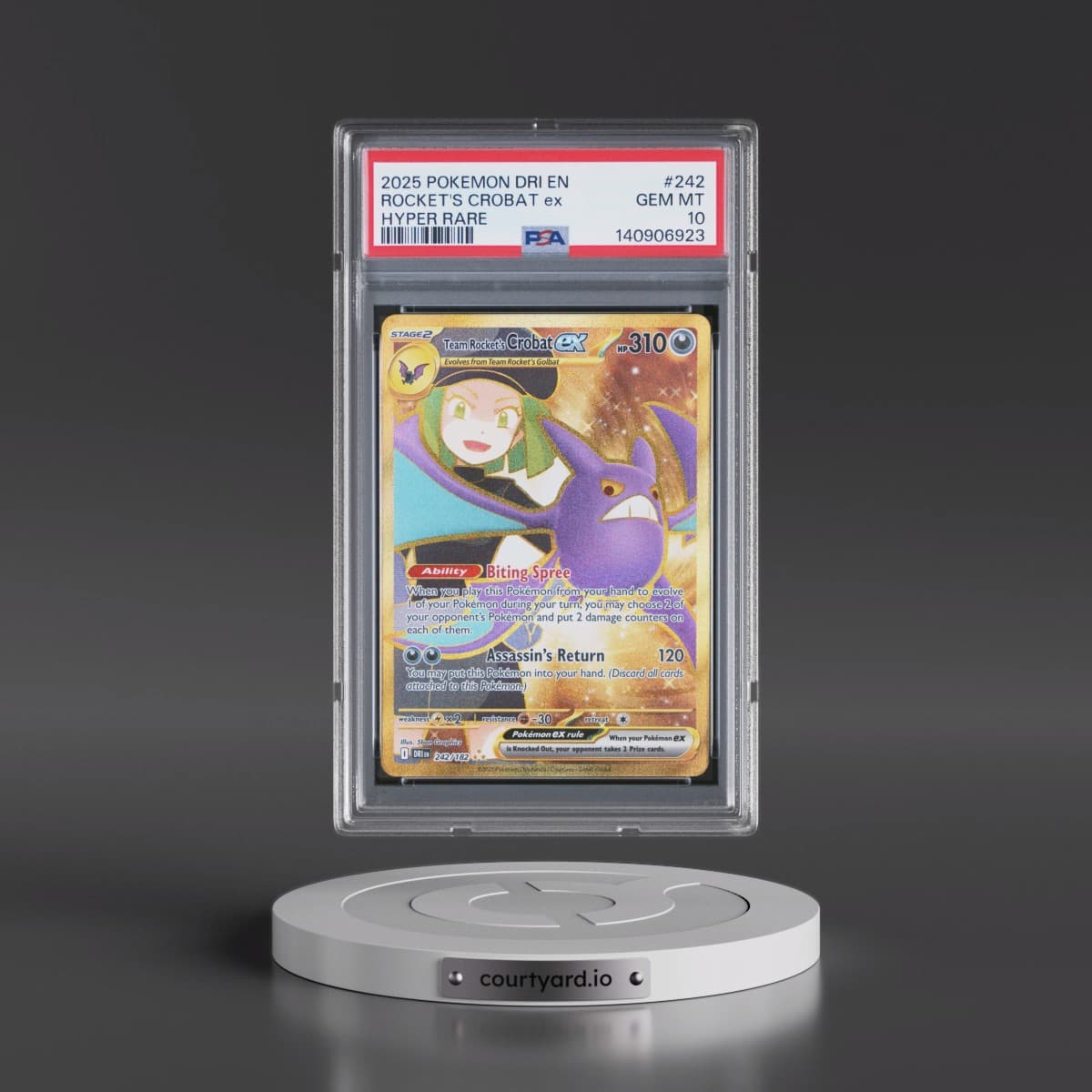 2025 Pokémon Dri EN-Destined Rivals #242 Team Rocket's Crobat EX - Holo Hyper Rare (PSA 10 GEM MINT)