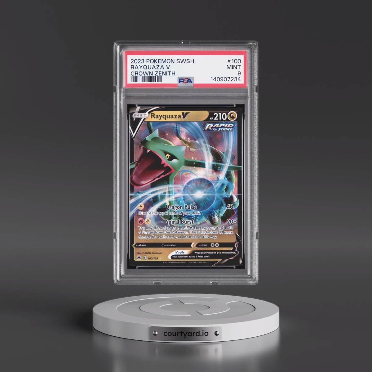 2023 Pokémon Sword and Shield Crown Zenith #100 Rayquaza V - Holo (PSA 9 MINT)
