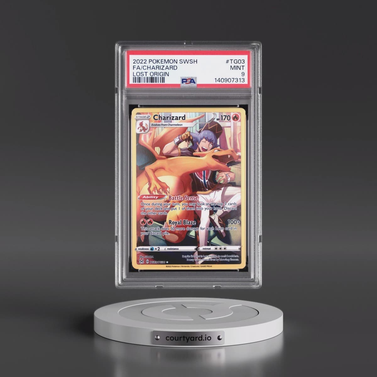 2022 Pokémon Sword & Shield Lost Origin #TG03 Charizard - Full Art (PSA 9 MINT)