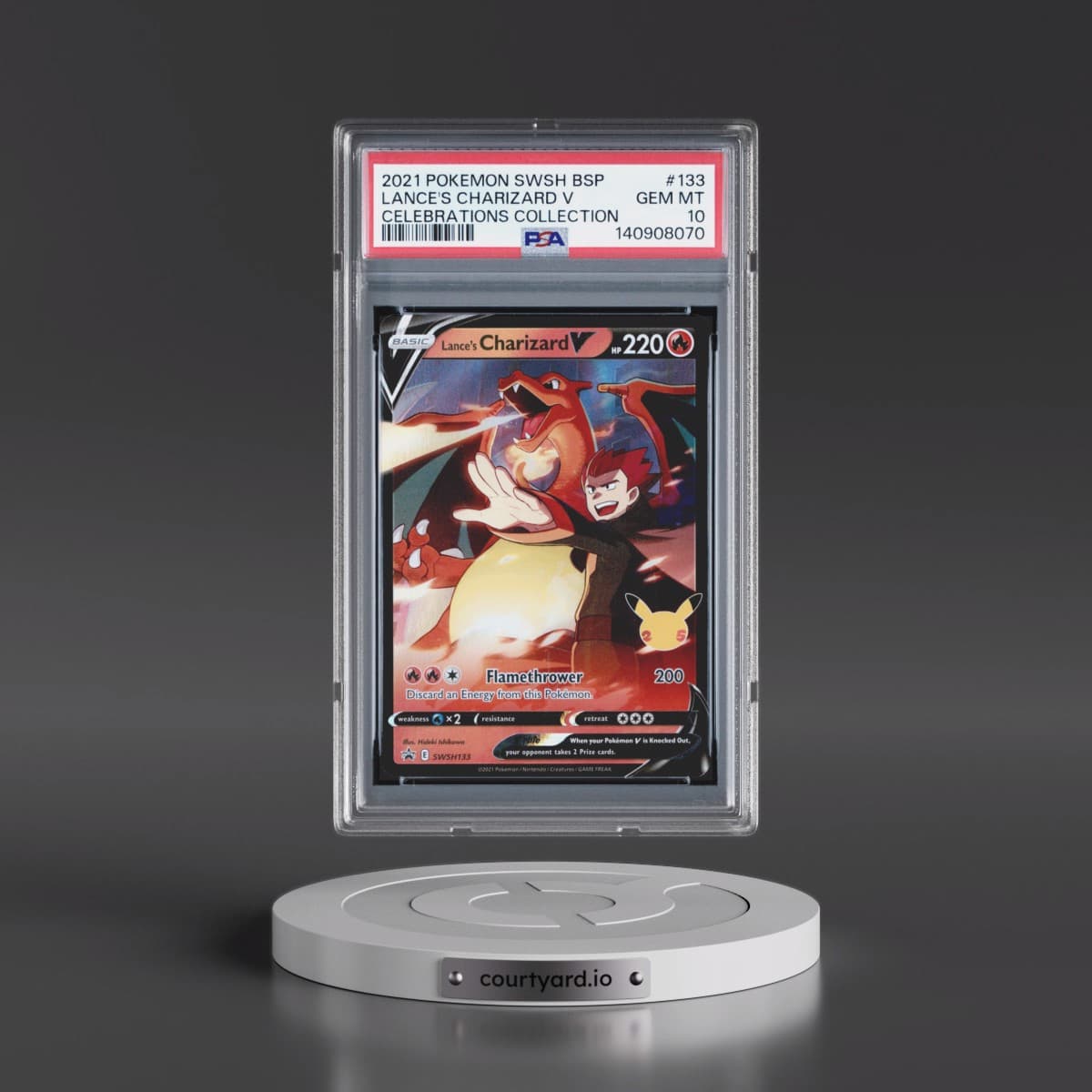 2021 Pokémon Swsh Black Star Promo #133 Lance's Charizard V - Holo Celebrations Collection (PSA 10 GEM MINT)