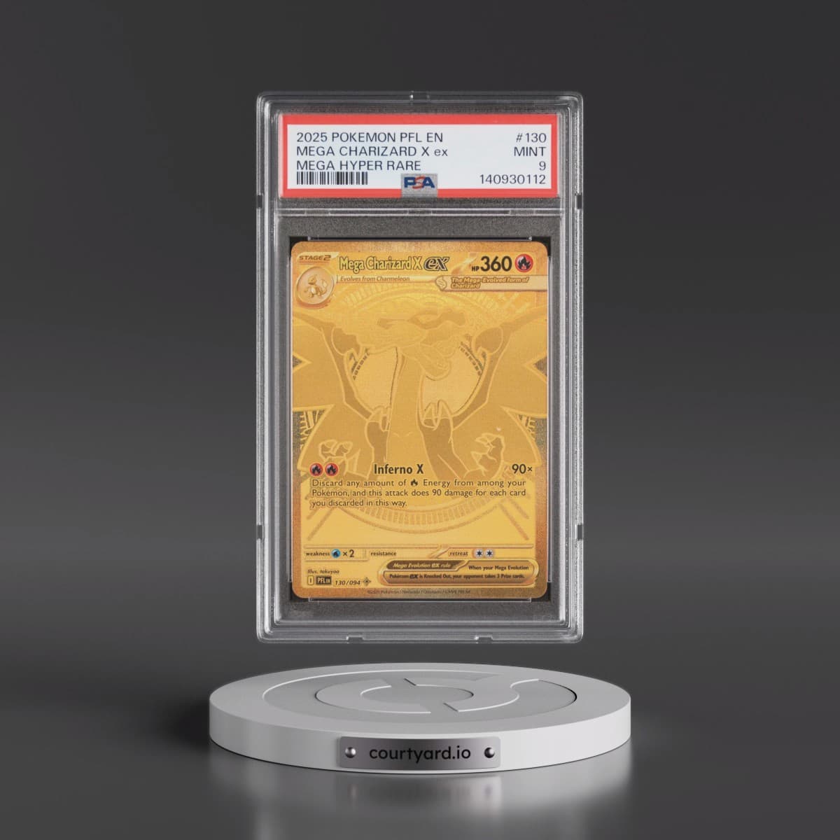 2025 Pokémon Pfl EN-Phantasmal Flames #130 Mega Charizard X EX - Holo Mega Hyper Rare (PSA 9 MINT)