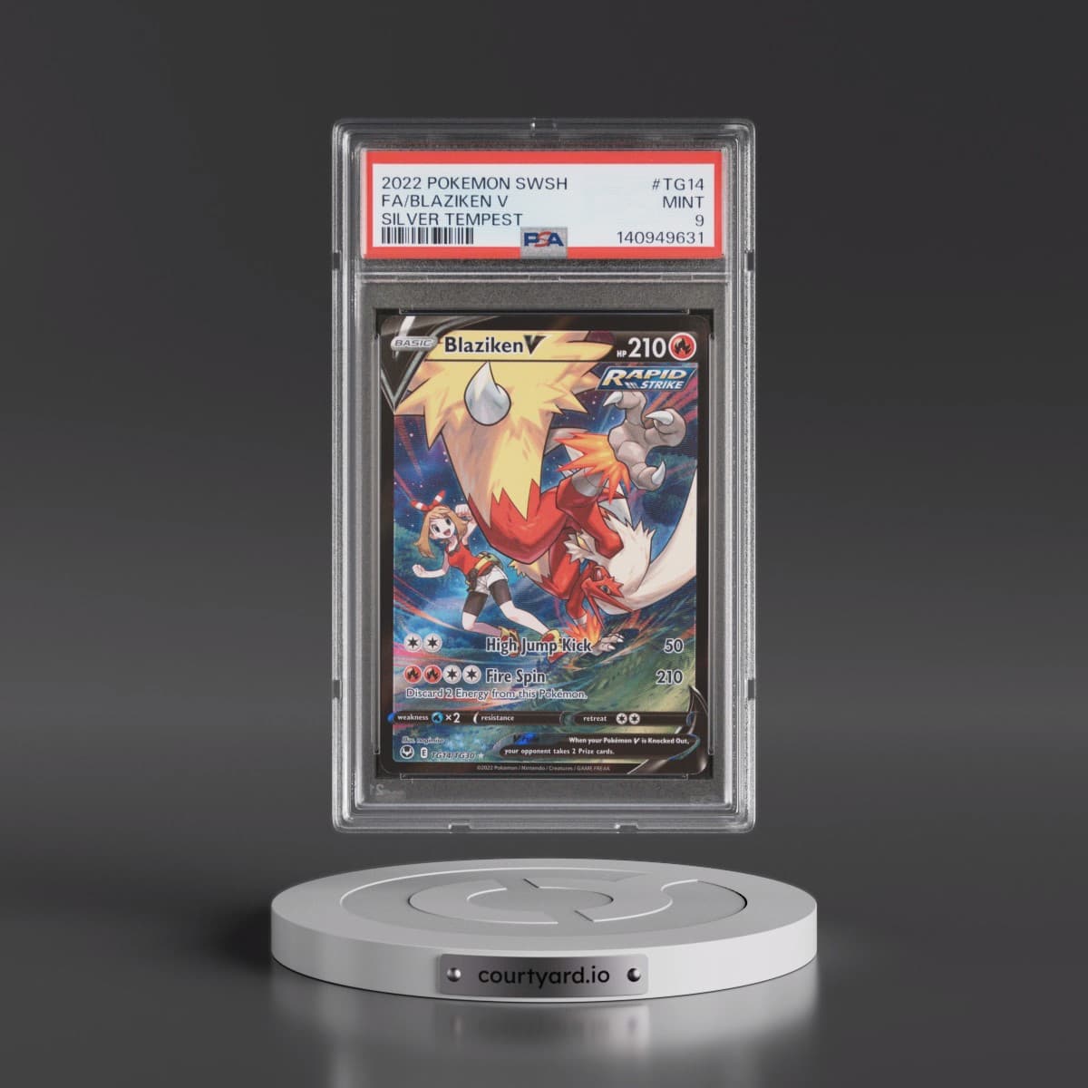 2022 Pokémon Sword & Shield Silver Tempest #TG14 Blaziken V - Holo Full Art (PSA 9 MINT)