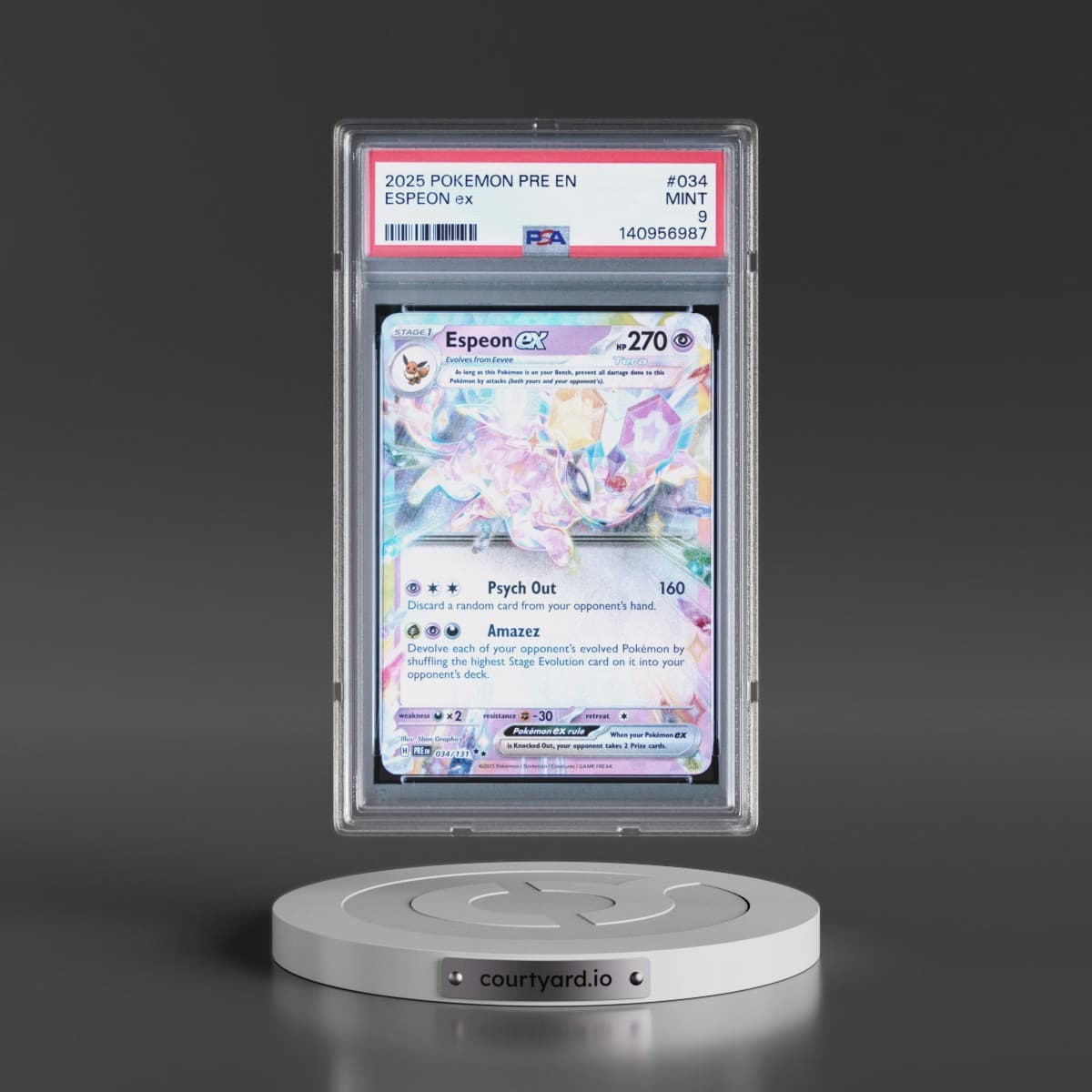 2025 Pokémon Pre EN-Prismatic Evolutions #034 Espeon EX - Holo (PSA 9 MINT)