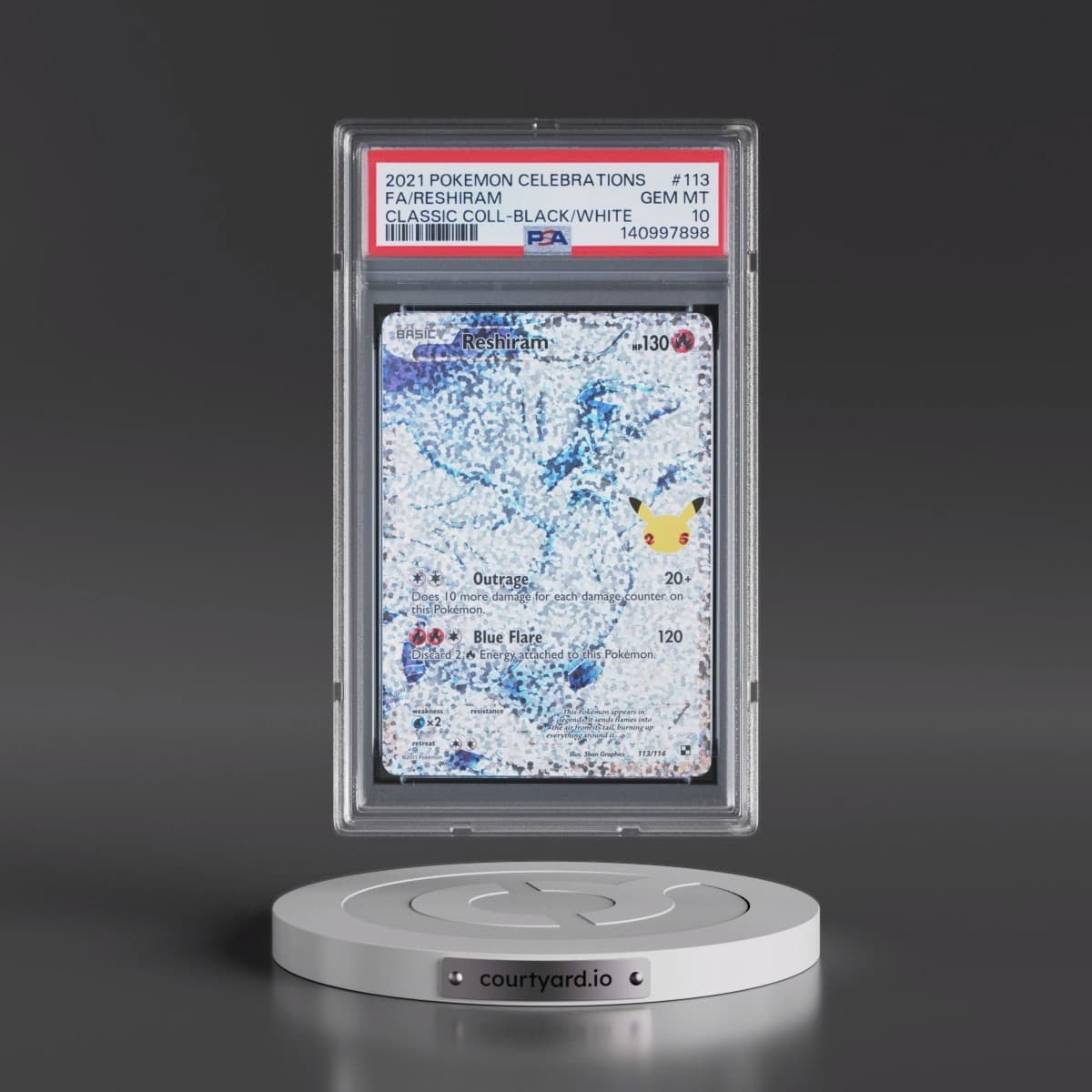 2021 Pokémon Celebrations Classic Collection #113 Reshiram - Full Art (PSA 10 GEM MINT)