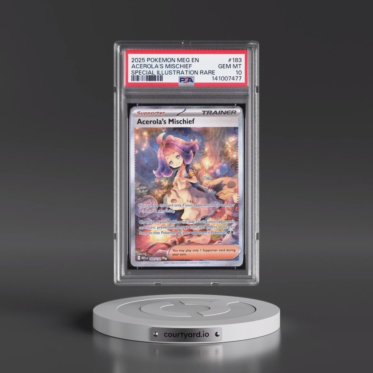 2025 Pokémon Meg EN-Mega Evolution #183 Acerola's Mischief - Special Illustration Rare (PSA 10 GEM MINT)