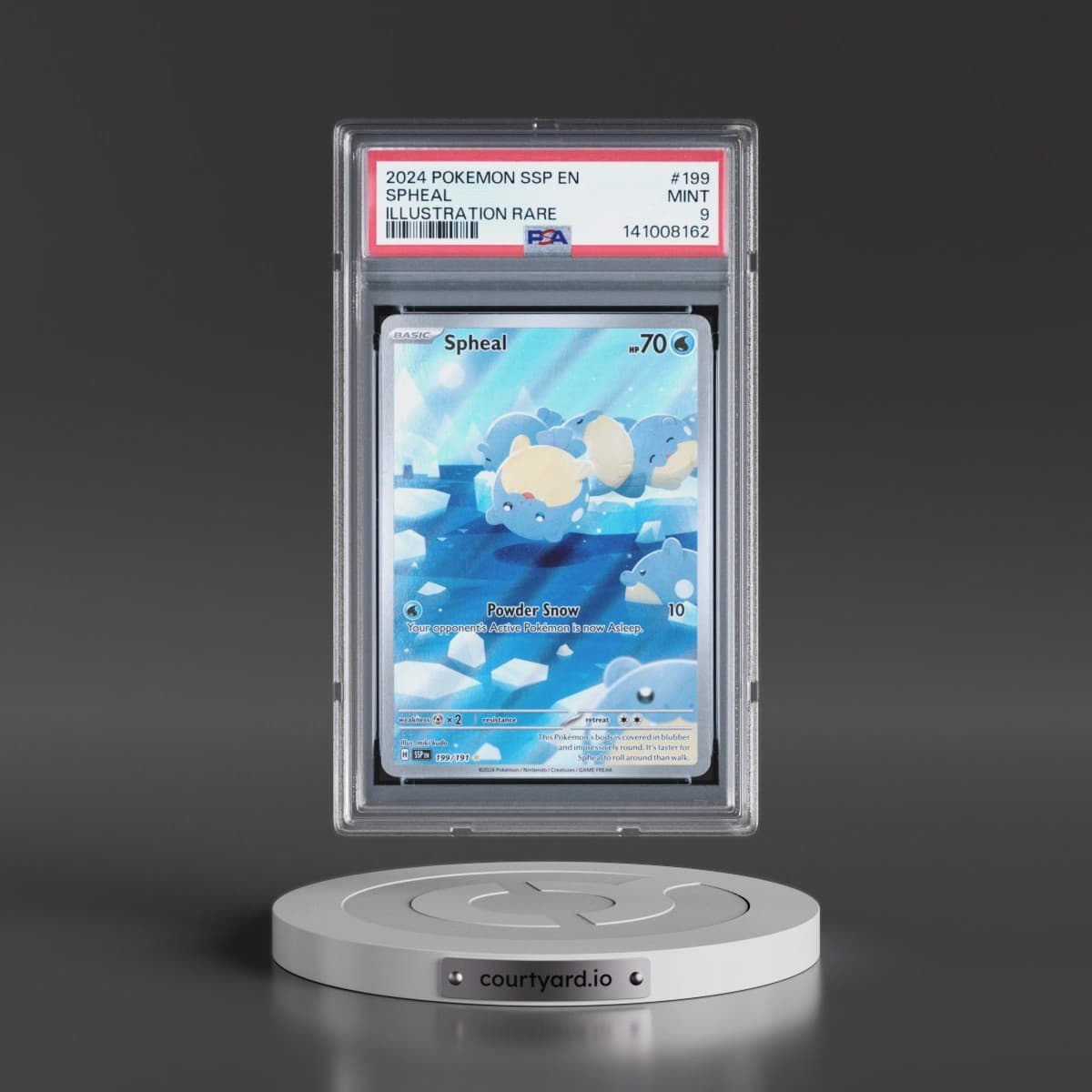 2024 Pokémon Ssp EN-Surging Sparks #199 Spheal - Illustration Rare (PSA 9 MINT)