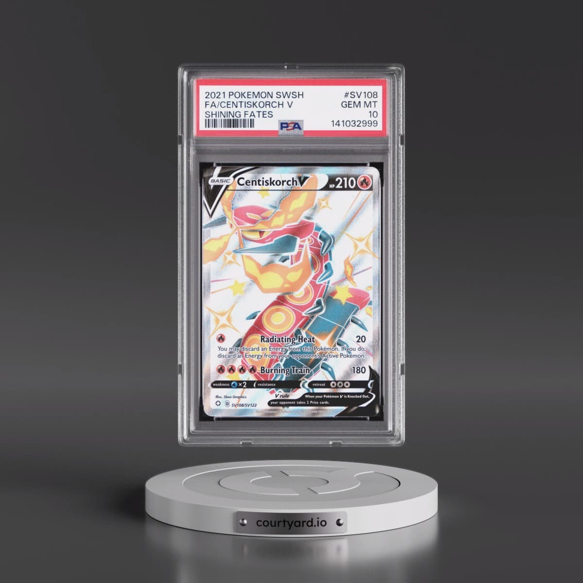 2021 Pokémon Sword & Shield Shining Fates #SV108 Centiskorch V - Holo Full Art (PSA 10 GEM MINT)