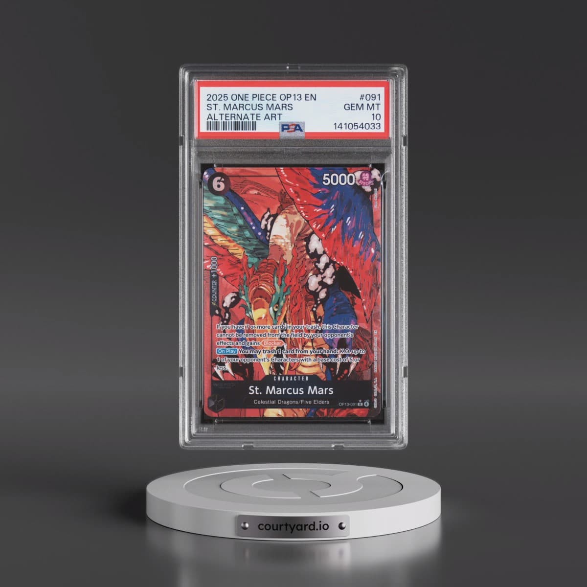 2025 One Piece OP13-Carrying on His Will #091 St. Marcus Mars - Alternate Art (PSA 10 GEM MINT)