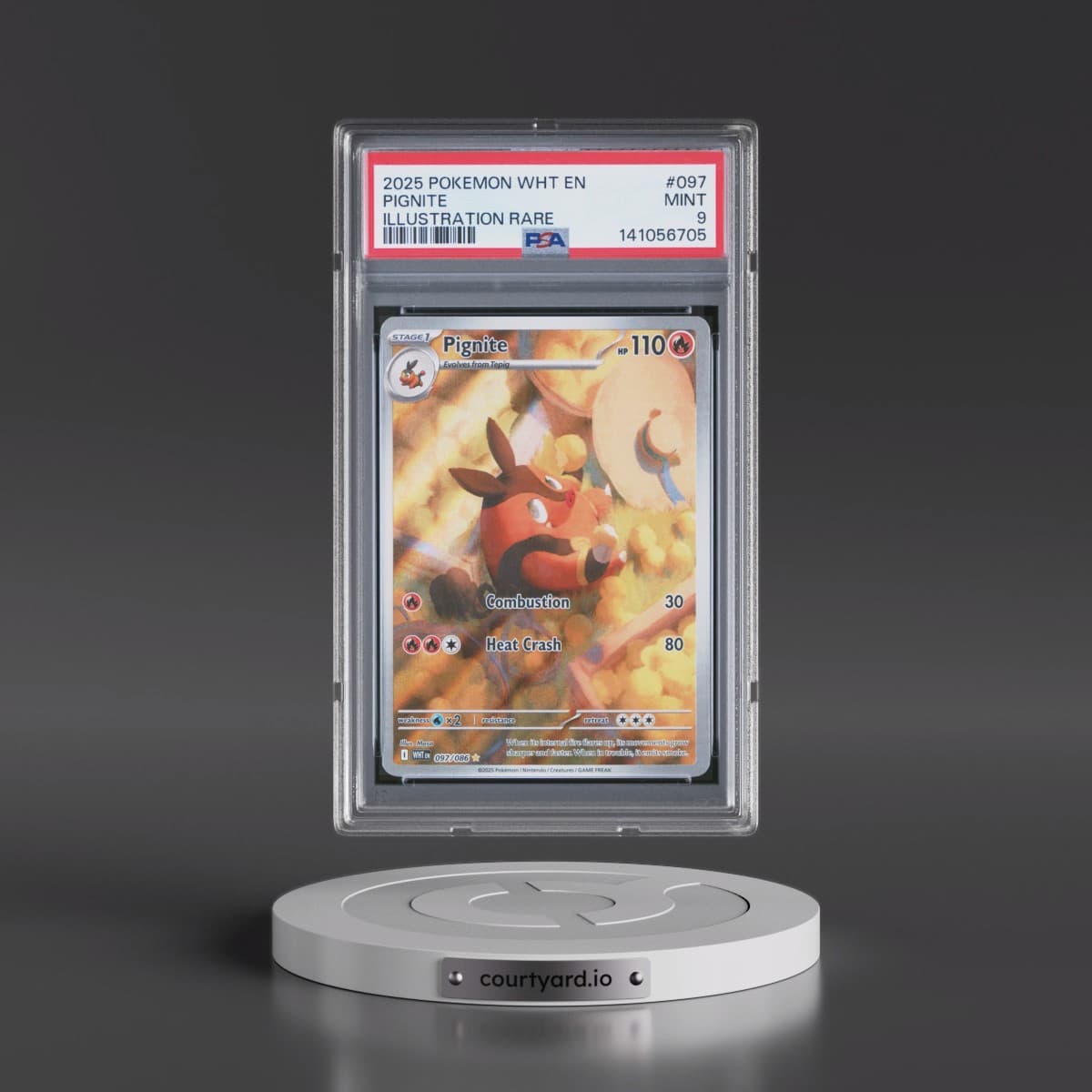 2025 Pokémon Wht EN-White Flare #097 Pignite - Illustration Rare (PSA 9 MINT)