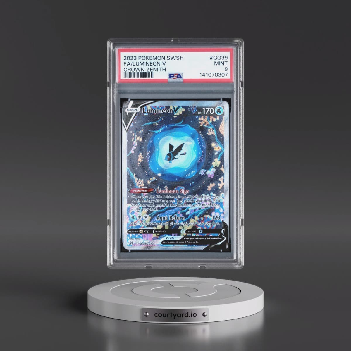 2023 Pokémon Sword and Shield Crown Zenith #GG39 Lumineon V - Holo Full Art (PSA 9 MINT)