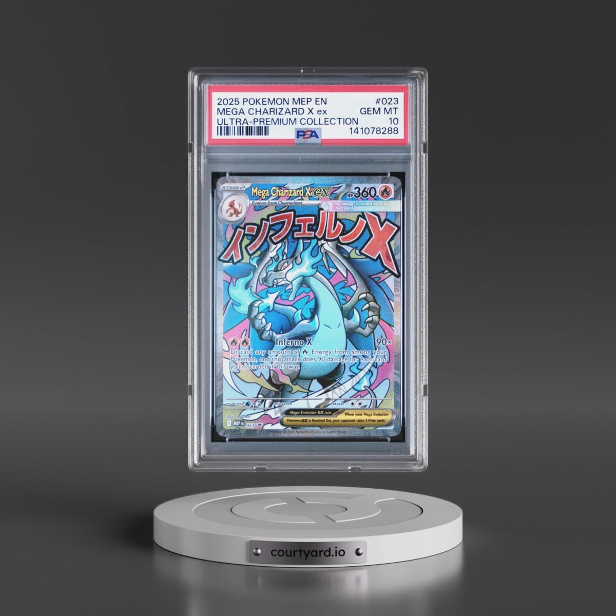 2025 Pokémon Mep EN-Me Black Star Promo #023 Mega Charizard X EX - Holo Mega Charizard X EX Ultra-Premium Collection (PSA 10 GEM MINT)