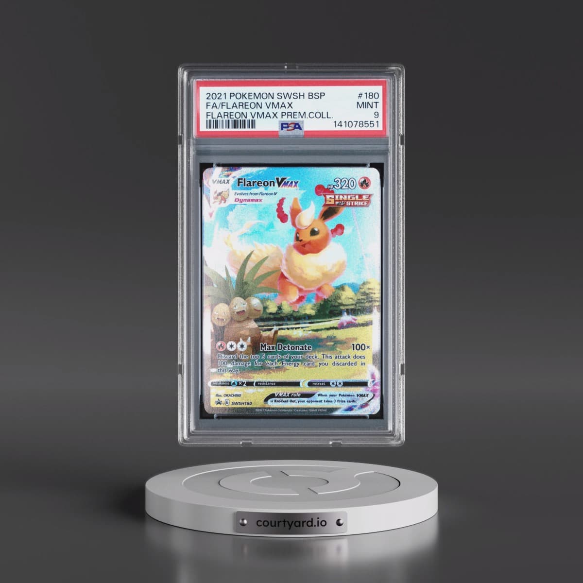 2021 Pokémon Swsh Black Star Promo #180 Flareon Vmax - Full Art Flareon Vmax Premium Collection (PSA 9 MINT)