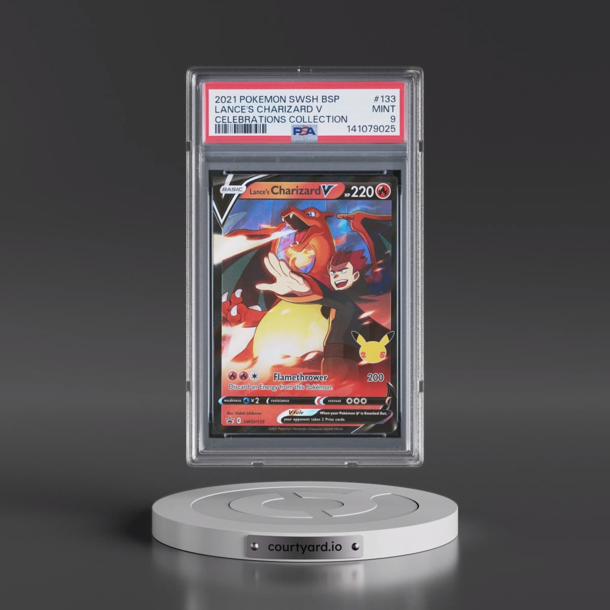 2021 Pokémon Swsh Black Star Promo #133 Lance's Charizard V - Holo Celebrations Collection (PSA 9 MINT)