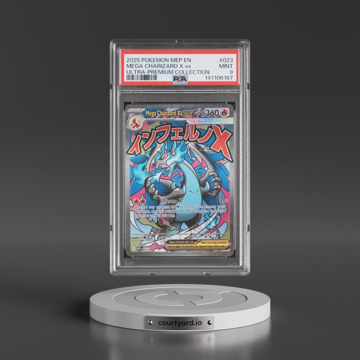 2025 Pokémon Mep EN-Me Black Star Promo #023 Mega Charizard X EX - Holo Mega Charizard X EX Ultra-Premium Collection (PSA 9 MINT)