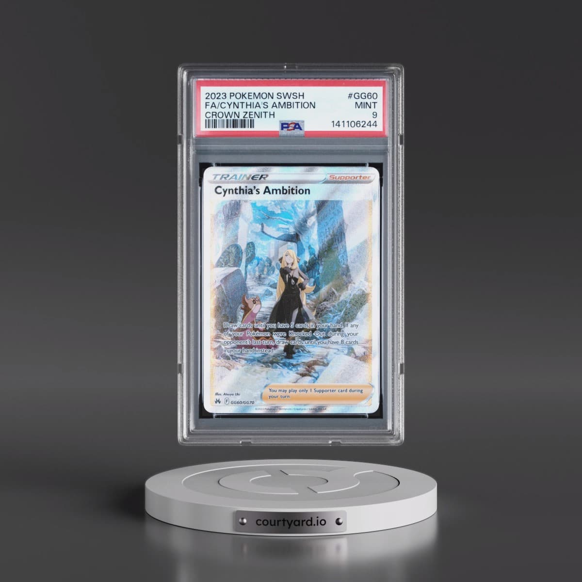 2023 Pokémon Sword and Shield Crown Zenith #GG60 Cynthia's Ambition - Full Art (PSA 9 MINT)