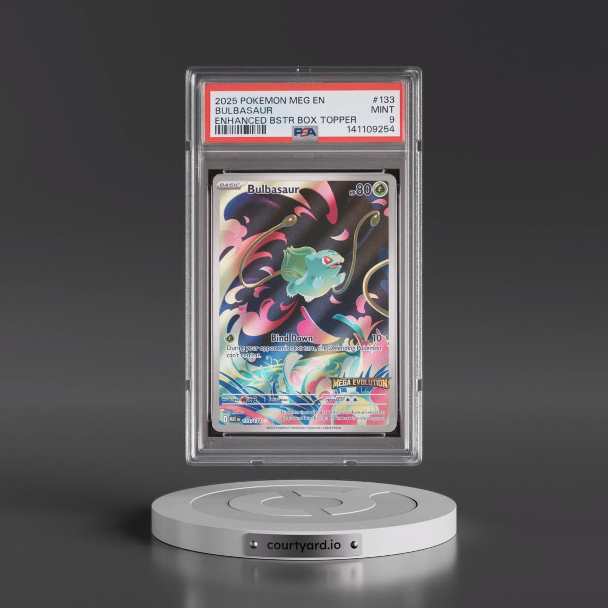 2025 Pokémon Meg EN-Mega Evolution #133 Bulbasaur - Enhanced Booster Box Topper (PSA 9 MINT)