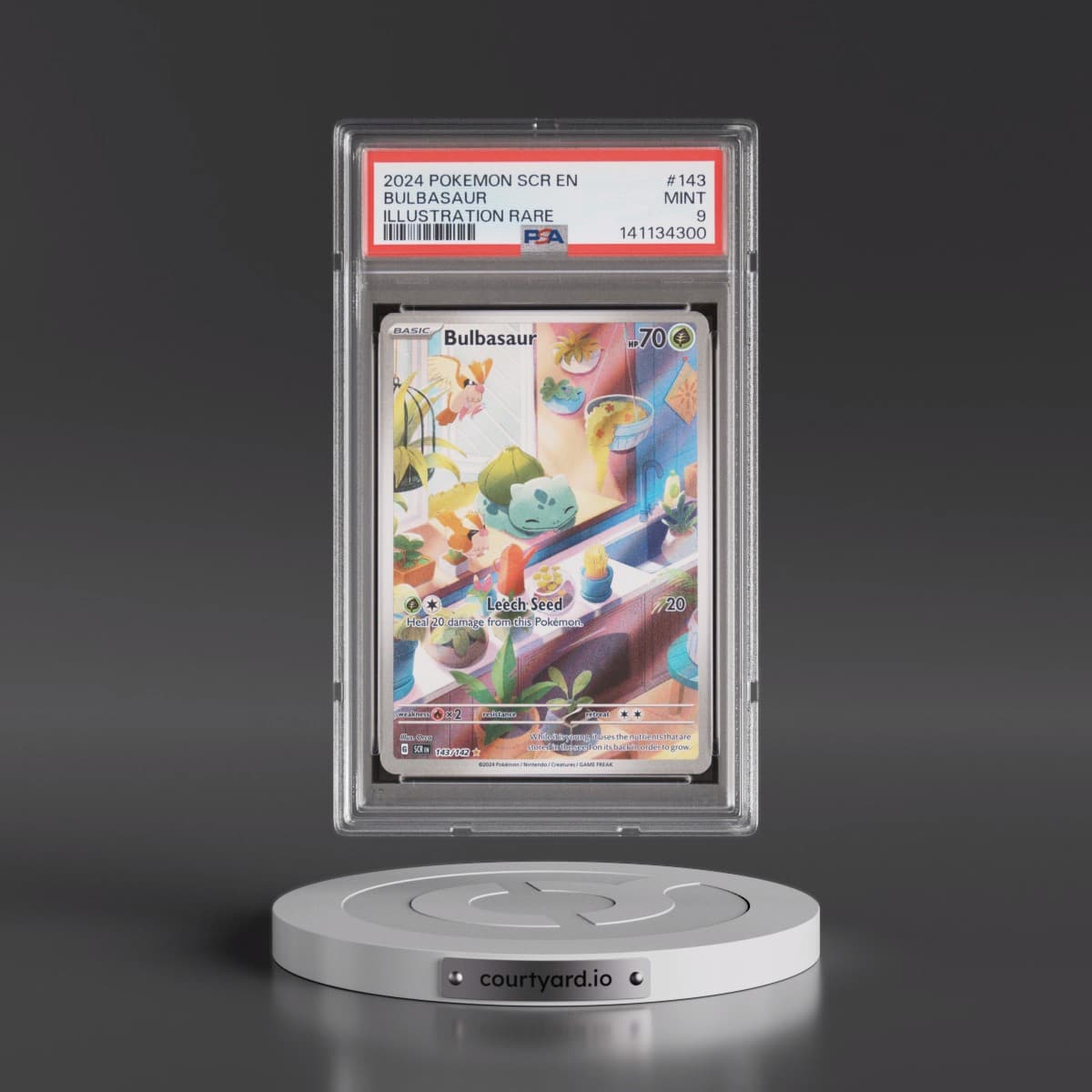 2024 Pokémon Scr EN-Stellar Crown #143 Bulbasaur - Illustration Rare (PSA 9 MINT)