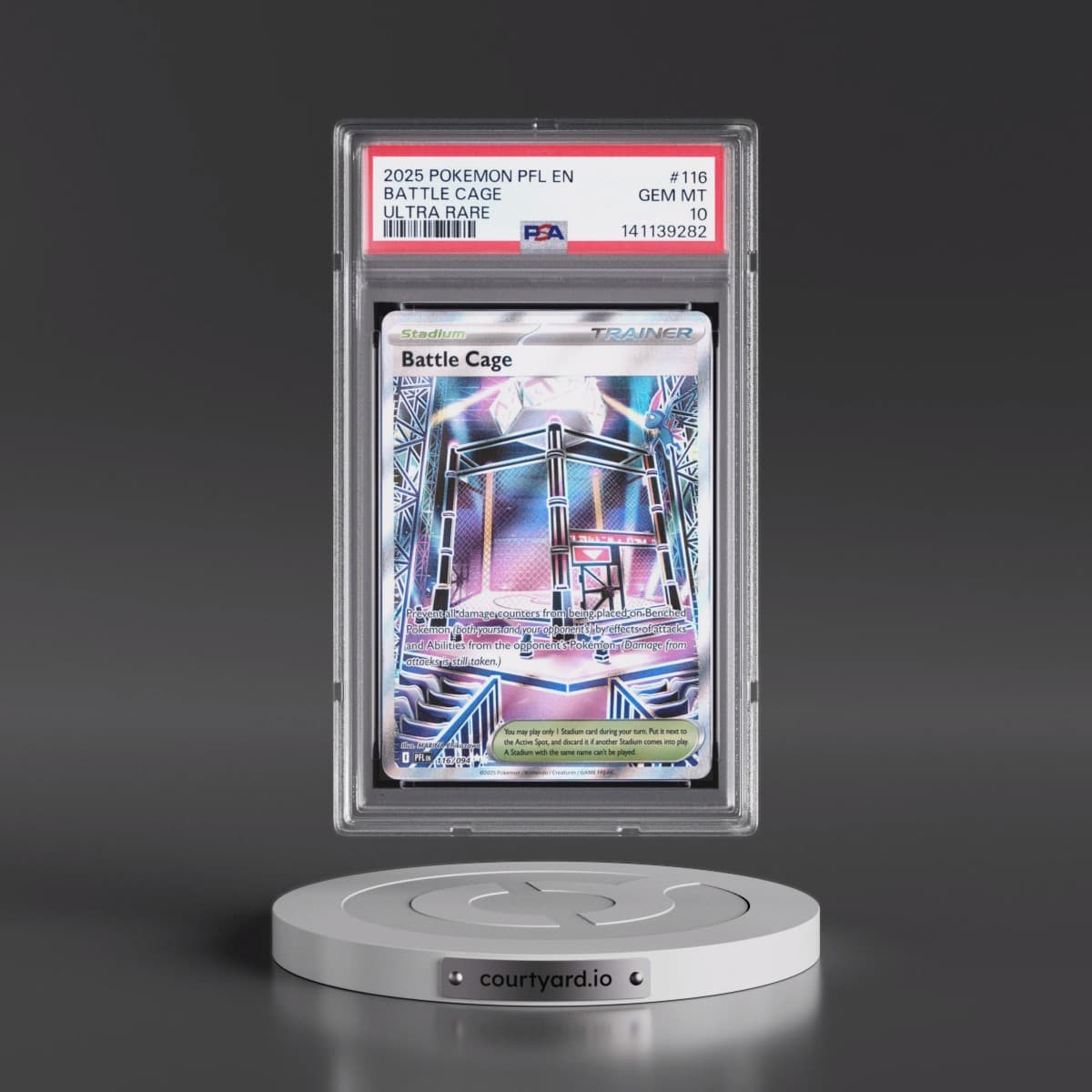 2025 Pokémon Pfl EN-Phantasmal Flames #116 Battle Cage - Ultra Rare (PSA 10 GEM MINT)