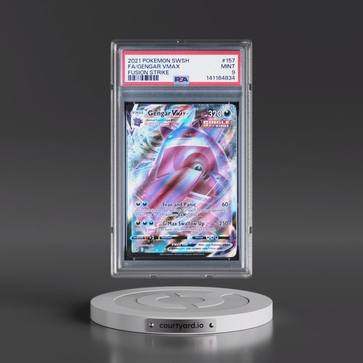 2021 Pokémon Sword & Shield Fusion Strike #157 Gengar Vmax - Full Art (PSA 9 MINT)