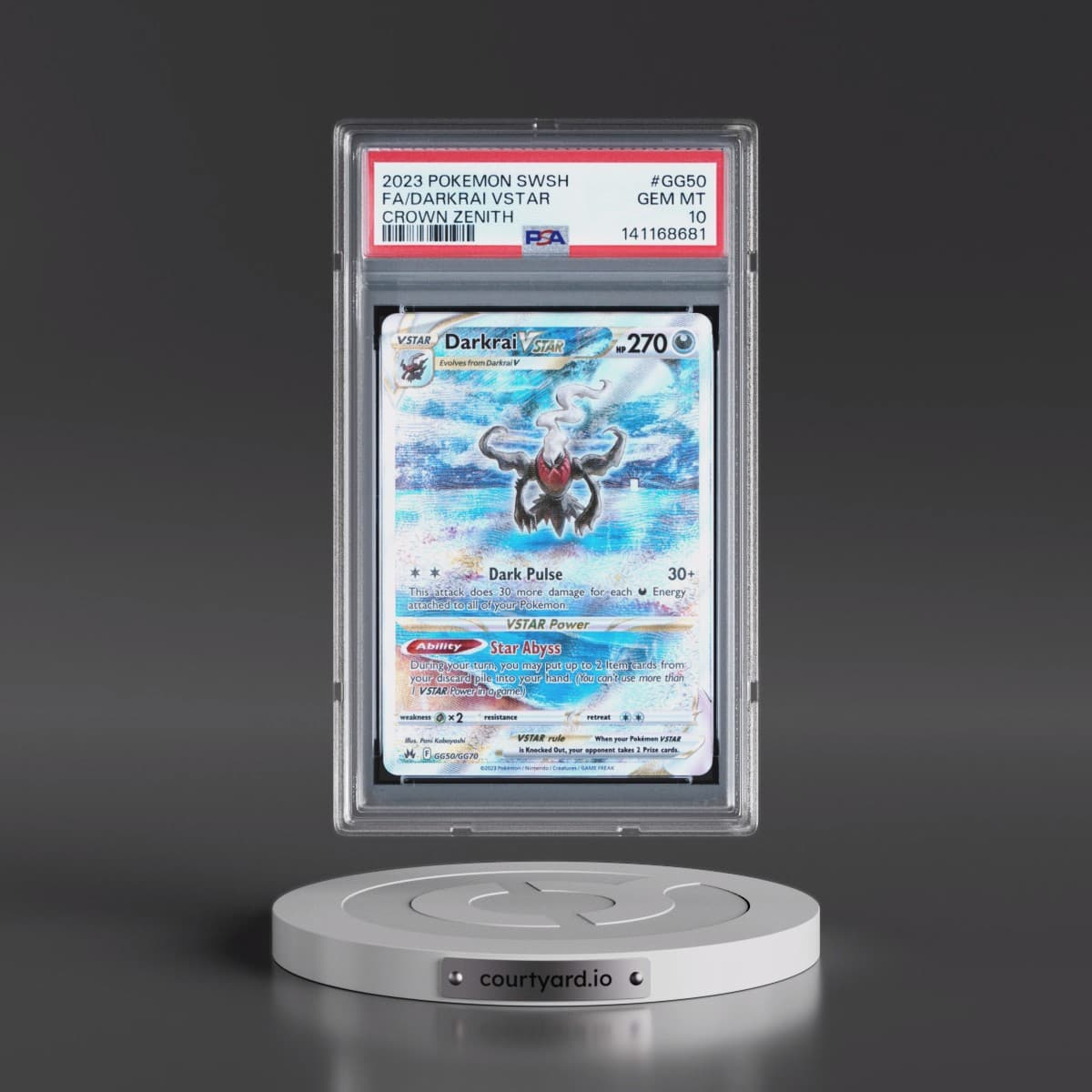 2023 Pokémon Sword and Shield Crown Zenith #GG50 Darkrai Vstar - Full Art (PSA 10 GEM MINT)