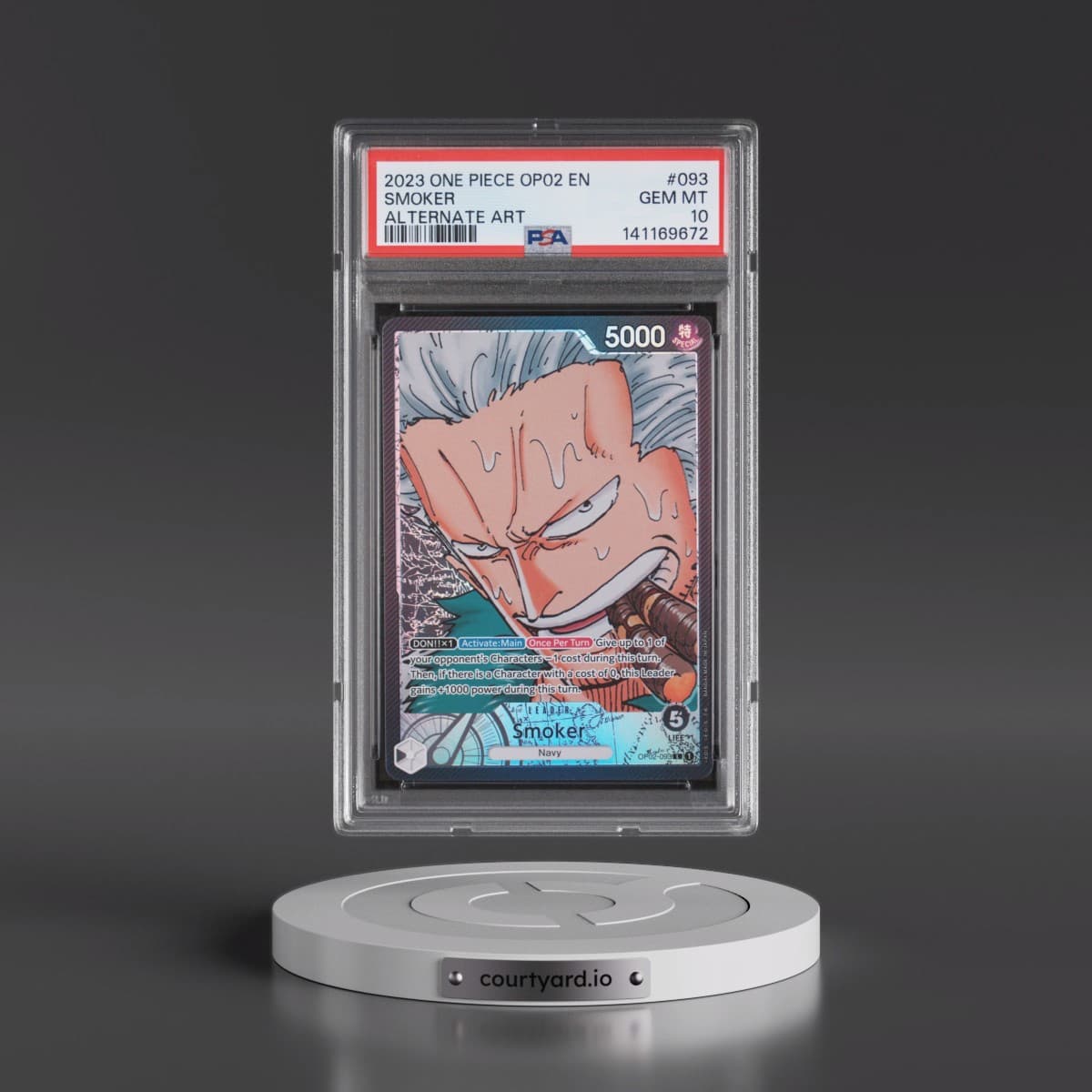 2023 One Piece OP02-Paramount War #093 Smoker - Alternate Art (PSA 10 GEM MINT)