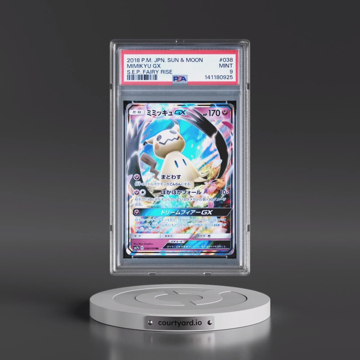 2018 Pokémon Sun & Moon Strength Expansion Pack Fairy Rise #038 Mimikyu GX - Holo (PSA 9 MINT)