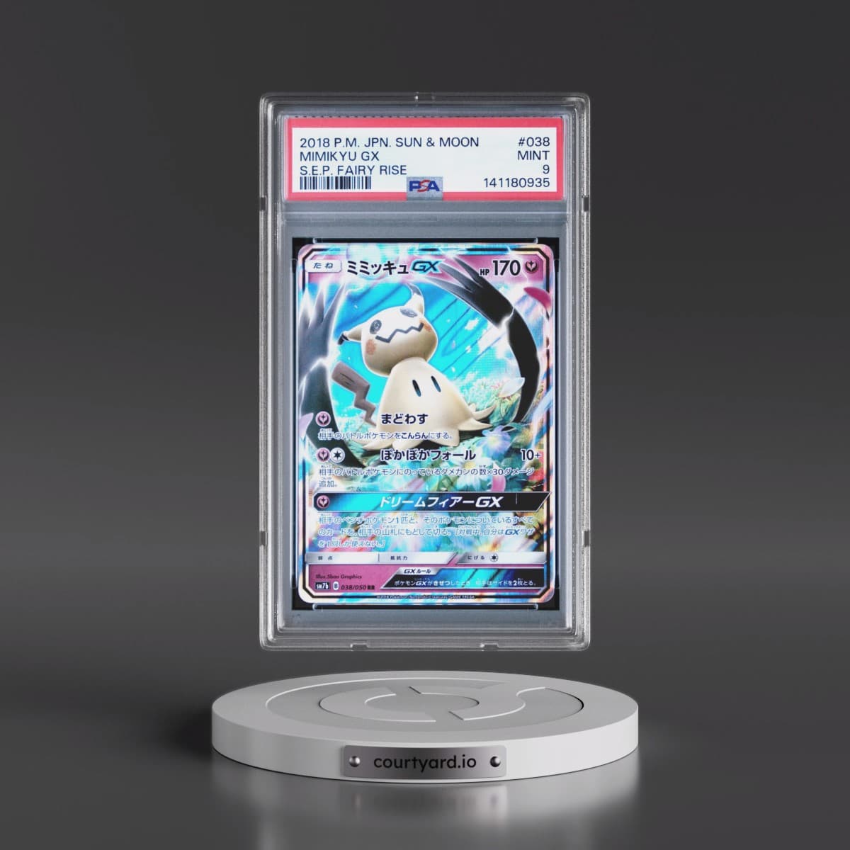 2018 Pokémon Sun & Moon Strength Expansion Pack Fairy Rise #038 Mimikyu GX - Holo (PSA 9 MINT)