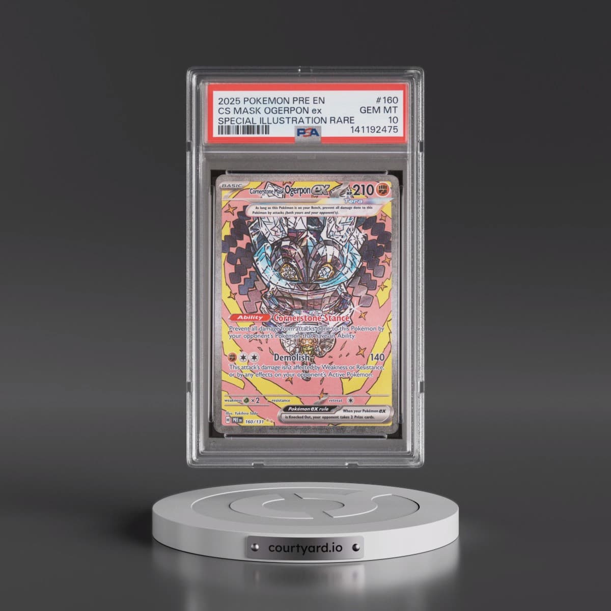 2025 Pokémon Pre EN-Prismatic Evolutions #160 Cornerstone Mask Ogerpon EX - Holo Special Illustration Rare (PSA 10 GEM MINT)