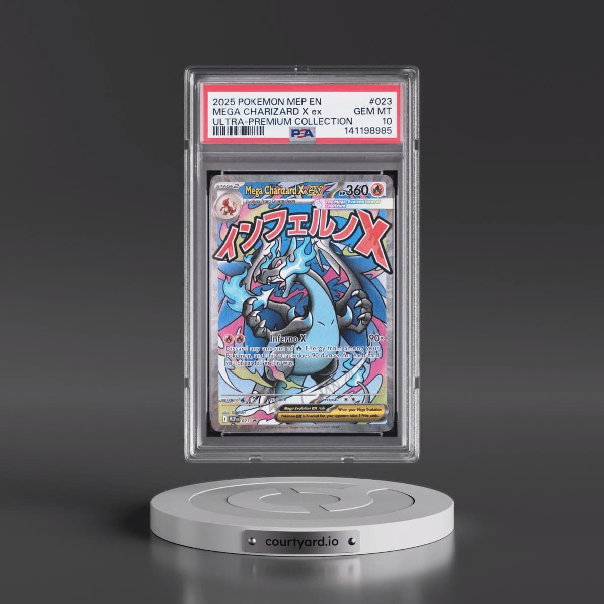 2025 Pokémon Mep EN-Me Black Star Promo #023 Mega Charizard X EX - Holo Mega Charizard X EX Ultra-Premium Collection (PSA 10 GEM MINT)