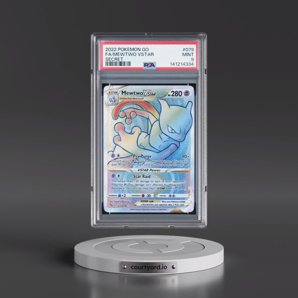 2022 Pokémon Go #079 Mewtwo Vstar - Full Art Secret (PSA 9 MINT)