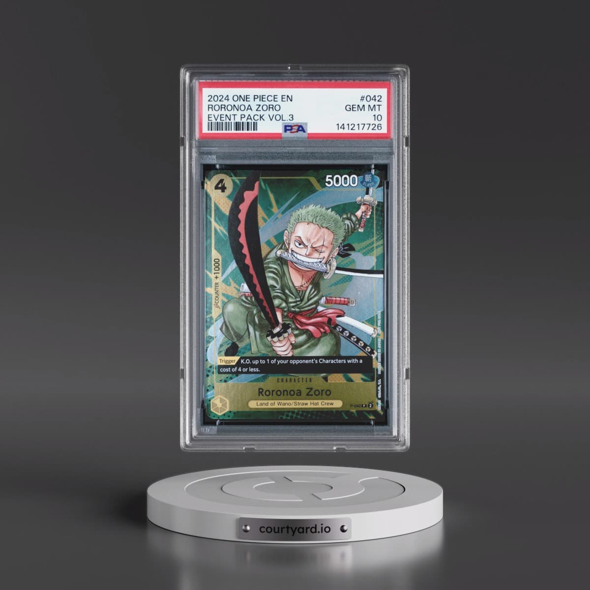 2024 One Piece Event Pack Vol.3 #042 Roronoa Zoro (PSA 10 GEM MINT)